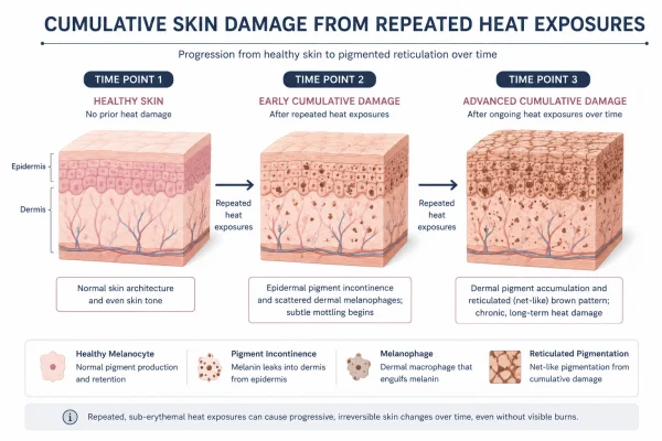 Cumulative skin damage from heat exposure