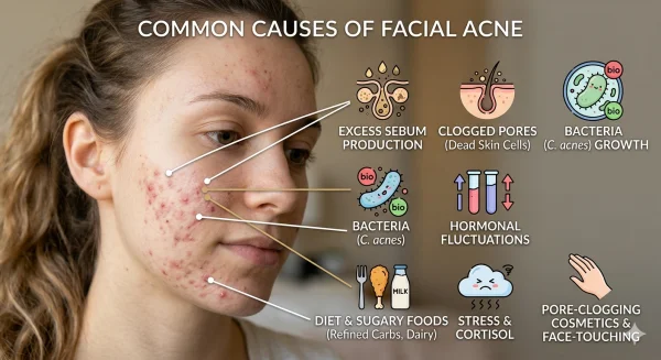 Common causes of facial acne