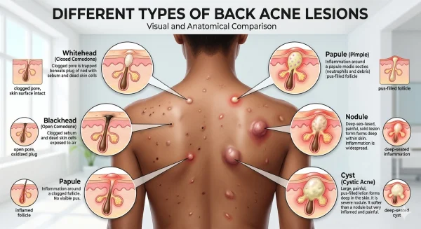 Different types of back acne