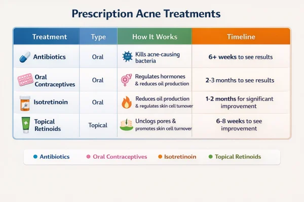 Prescription acne treatments comparison table