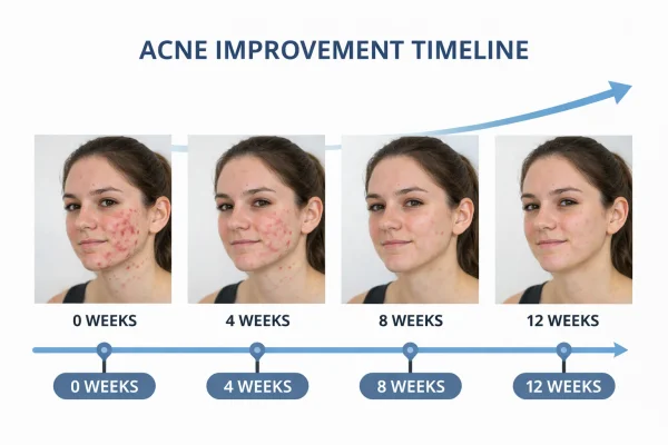 Acne improvement journey over 12 weeks