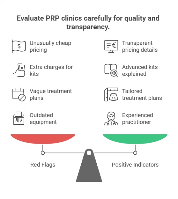 Evaluate PRP clinics carefully for quality and transparency.