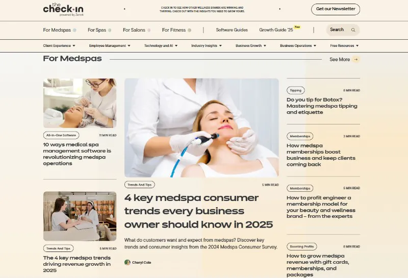 Zenoti Launches Free New Growth Hub The Check In for Aesthetics Professionals